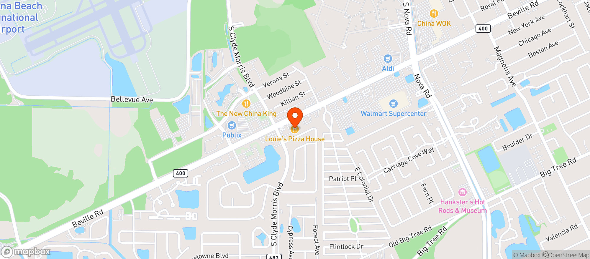 Map showing Louies Pizza House