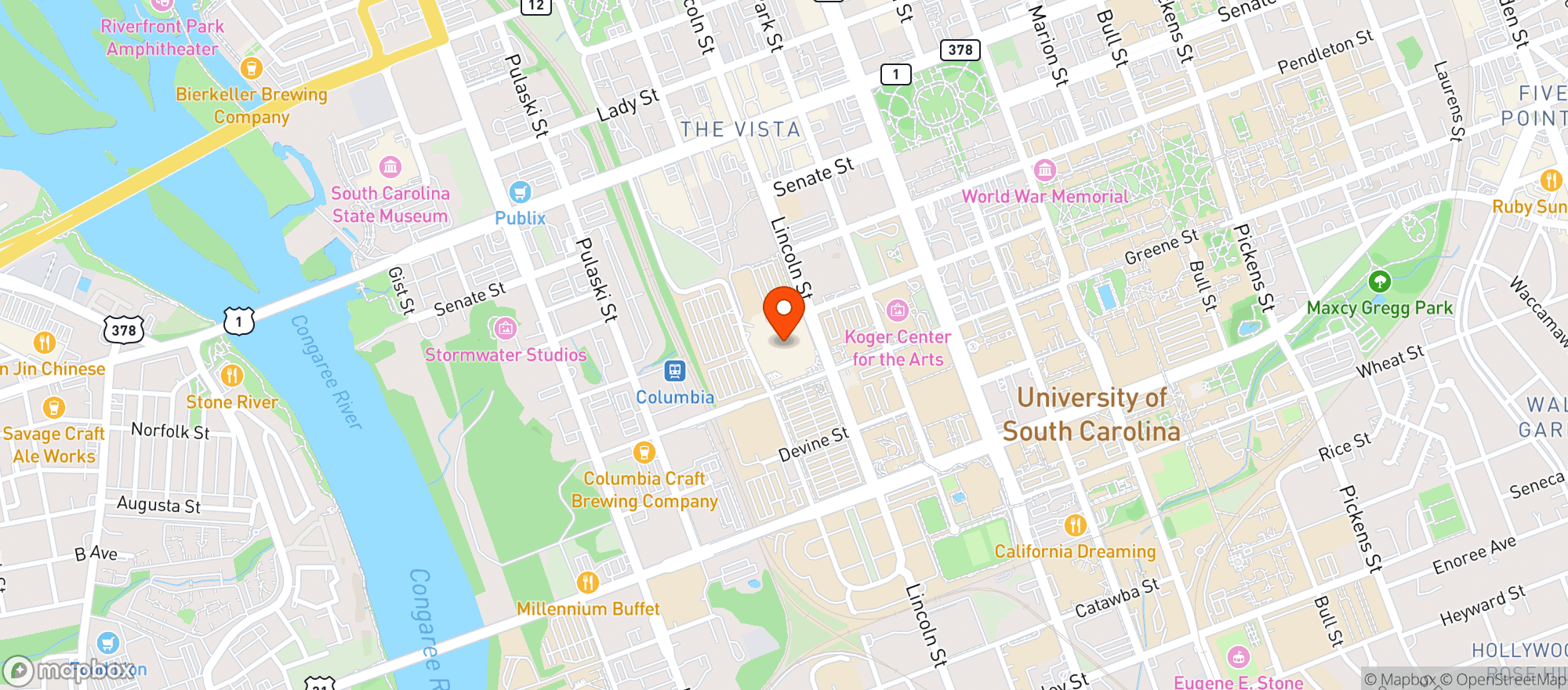 Map showing Aramark-colonial Life Arena