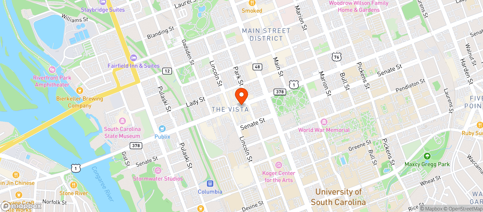Map showing Downtown Beach Bar & Grill