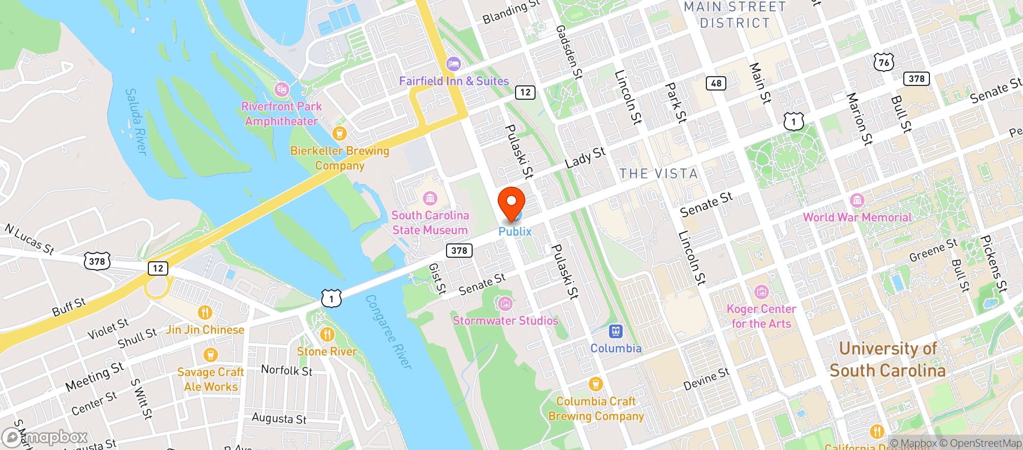 Map showing Publix Super Market