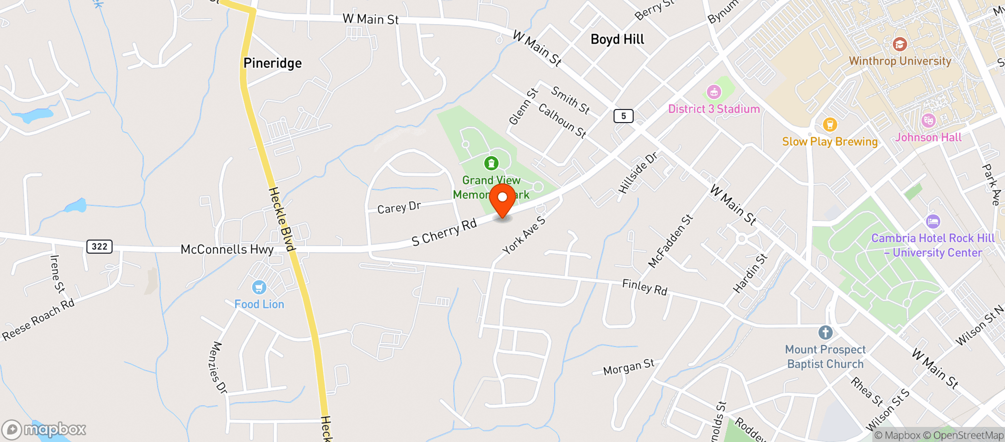 Map showing Earth Fare [Rock Hill]