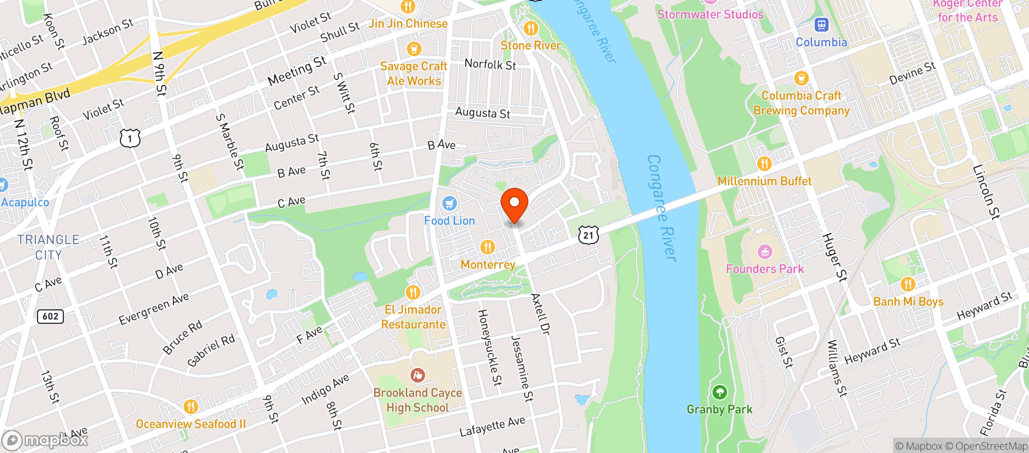 Map showing Kingsman Restaurant