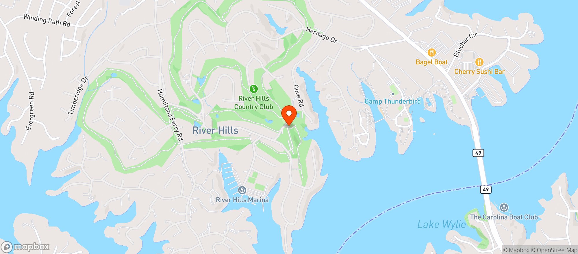 Map showing River Hills Country Club