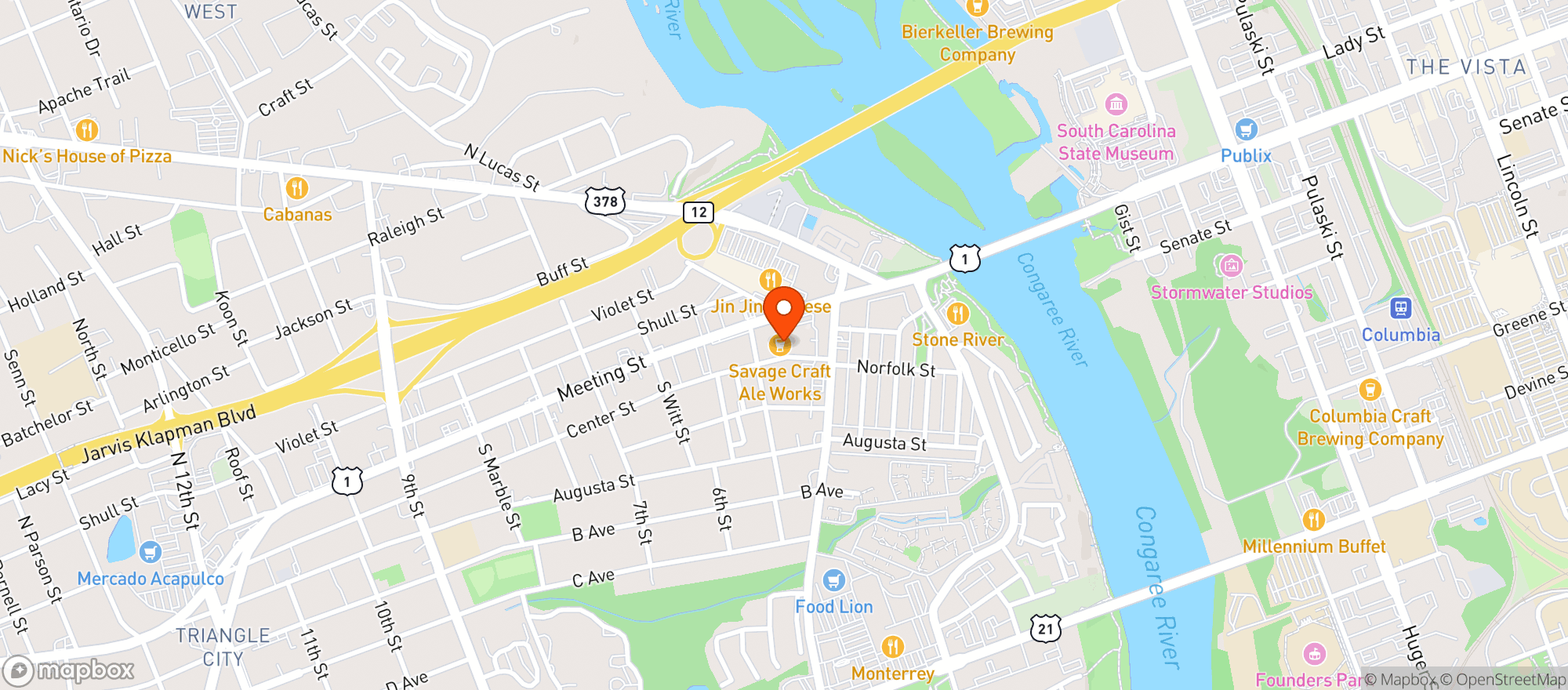Map showing Savage Craft Ale Works