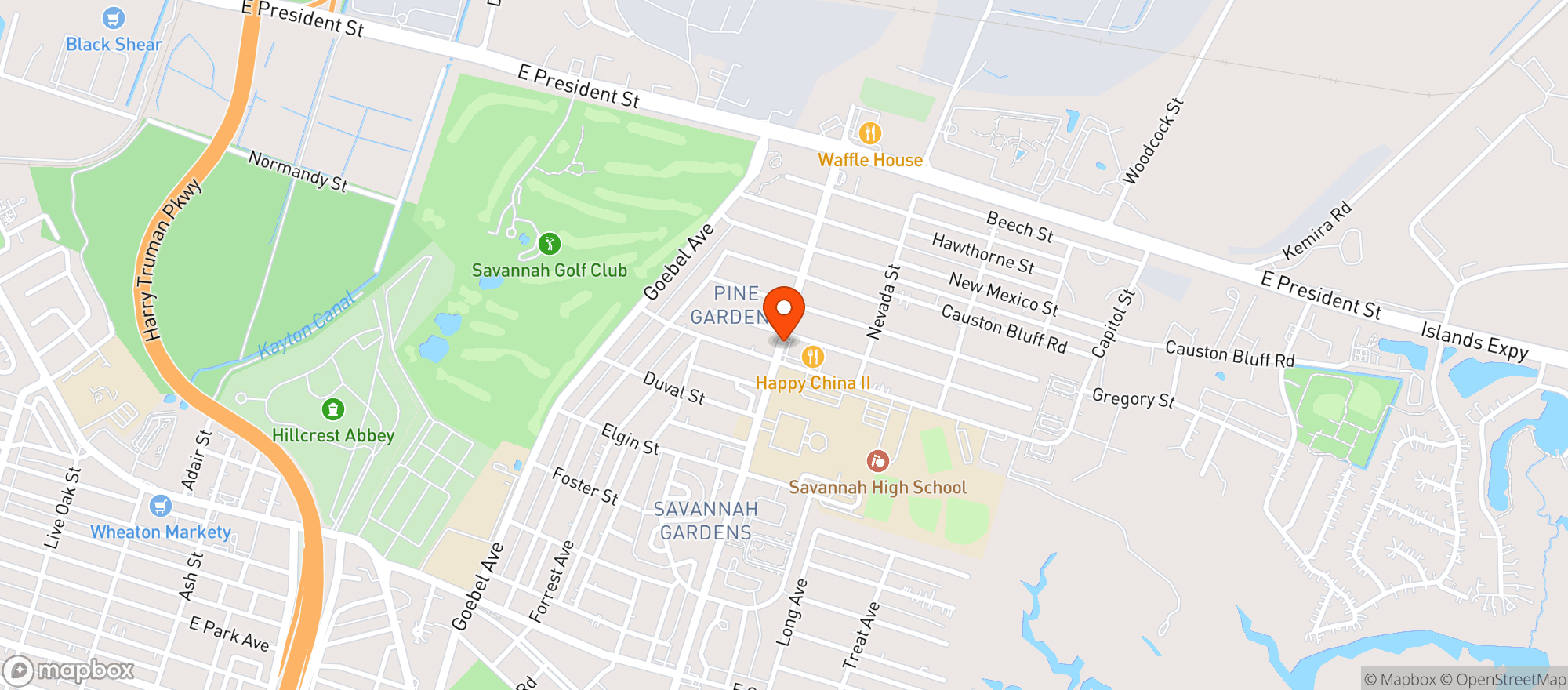 Map showing HARRYS BEER & WINE