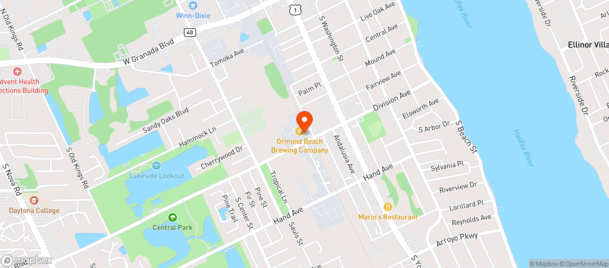 Map showing Ormond Brewing Company