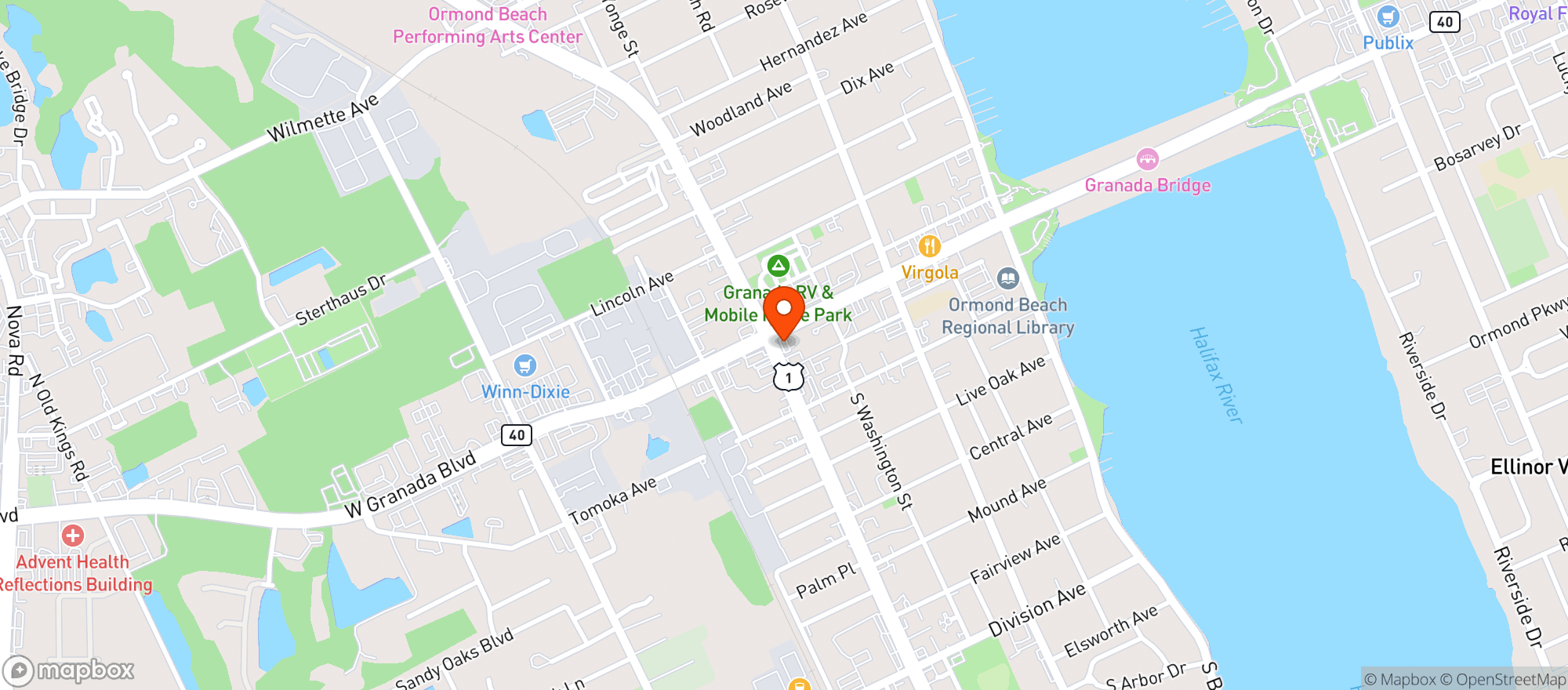 Map showing ORMOND MART MOBIL