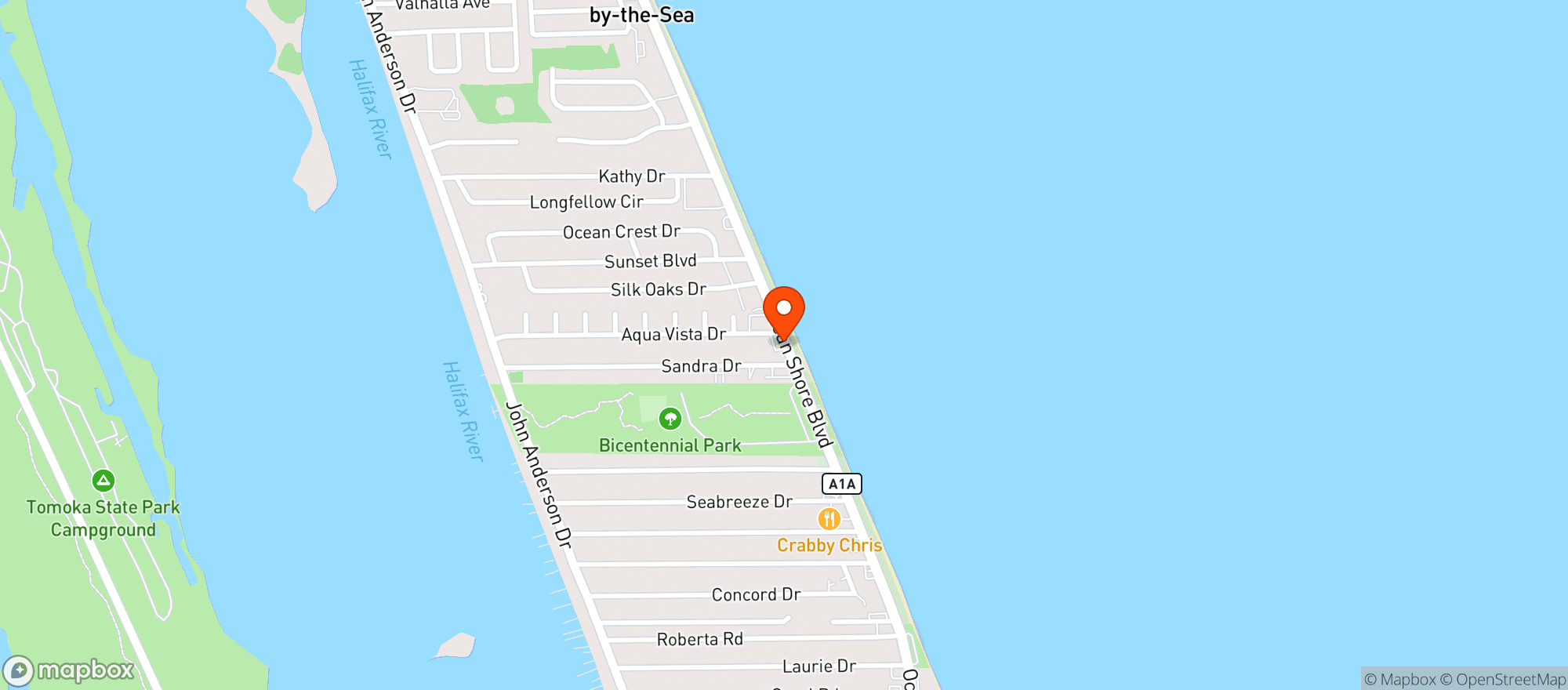 Map showing Oceanside Beach Bar & Grill