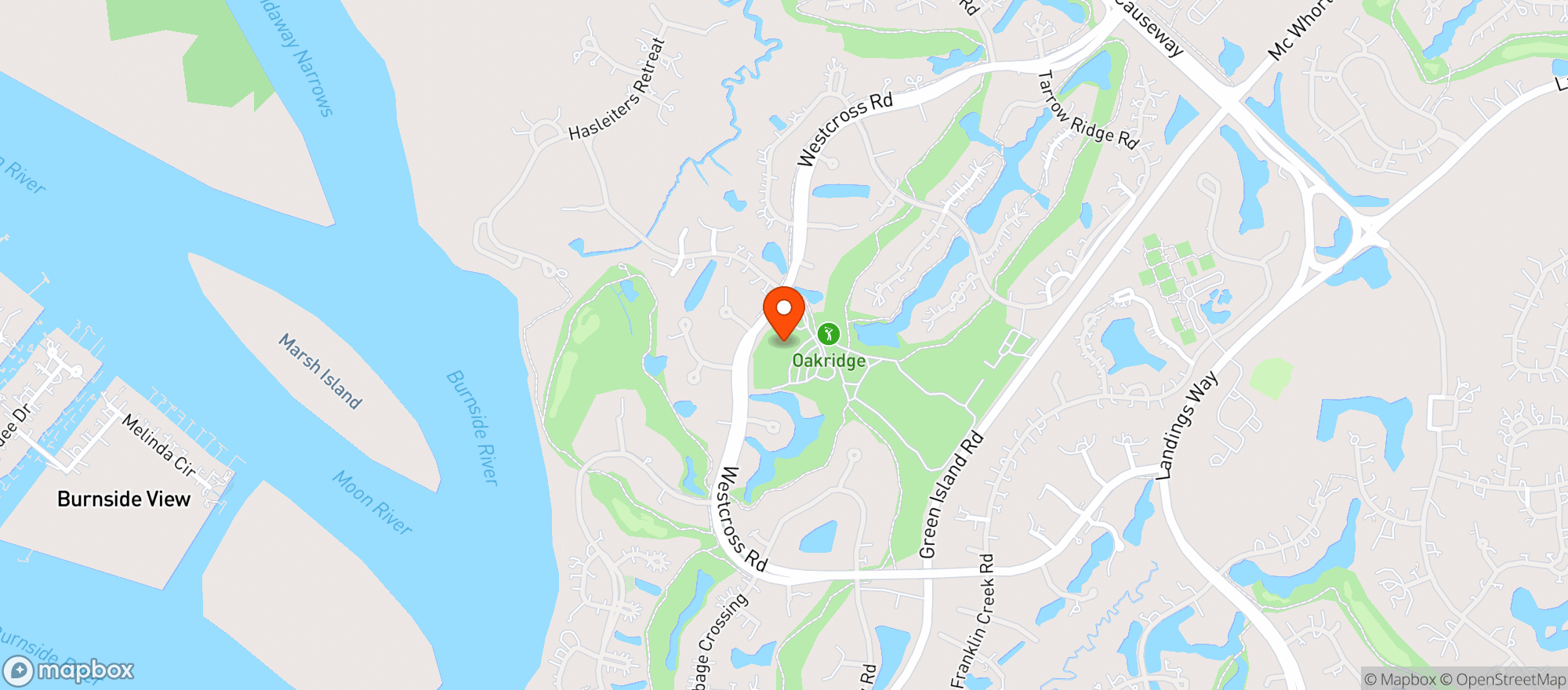 Map showing Oakridge Club (sav)