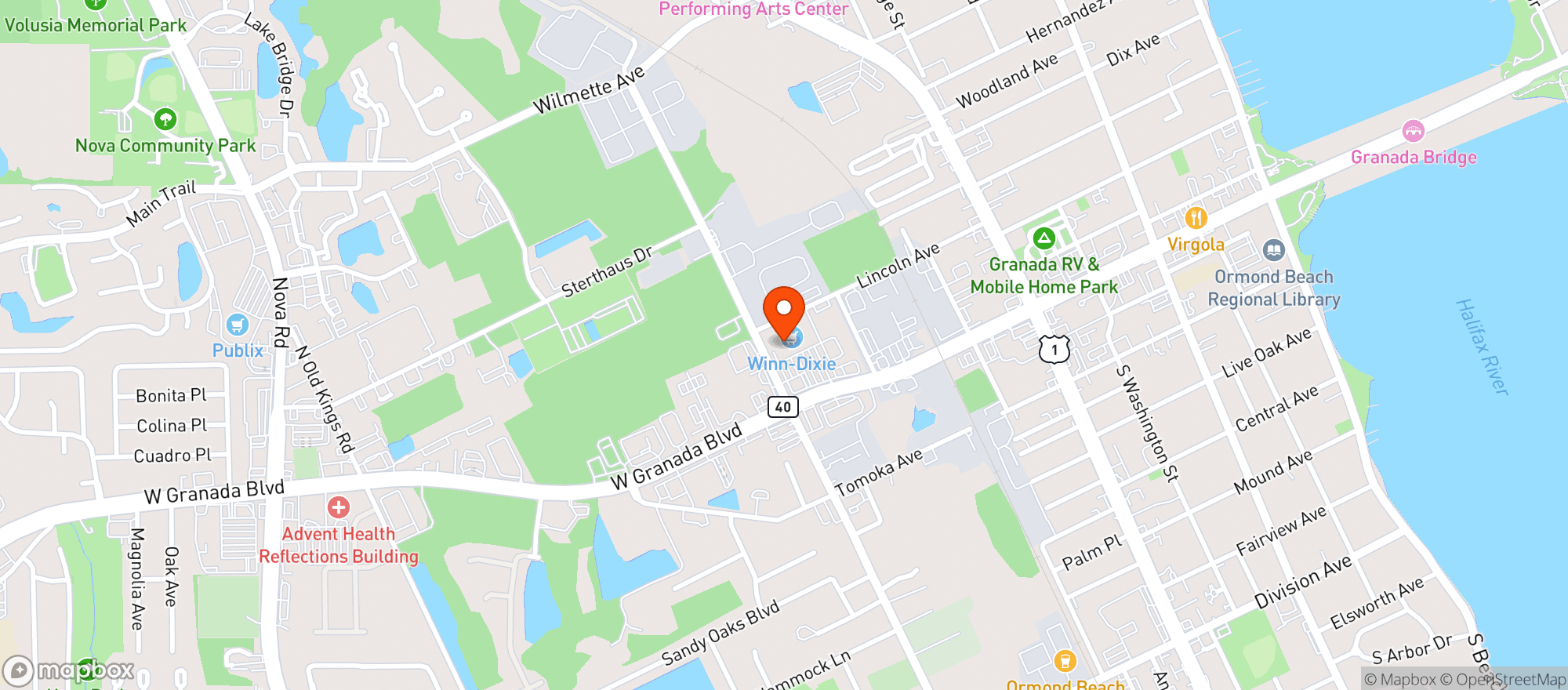 Map showing Winn Dixie Liquors #2310