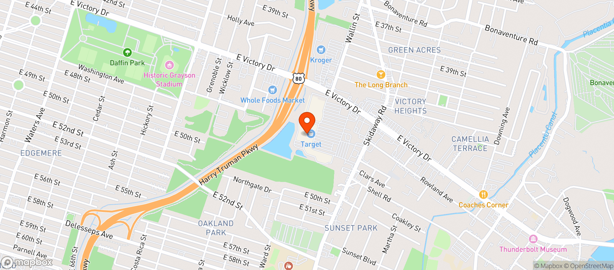 Map showing Target - Savannah East