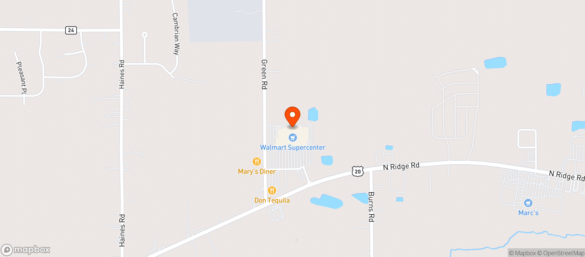 Map showing WALMART SUPERCENTER