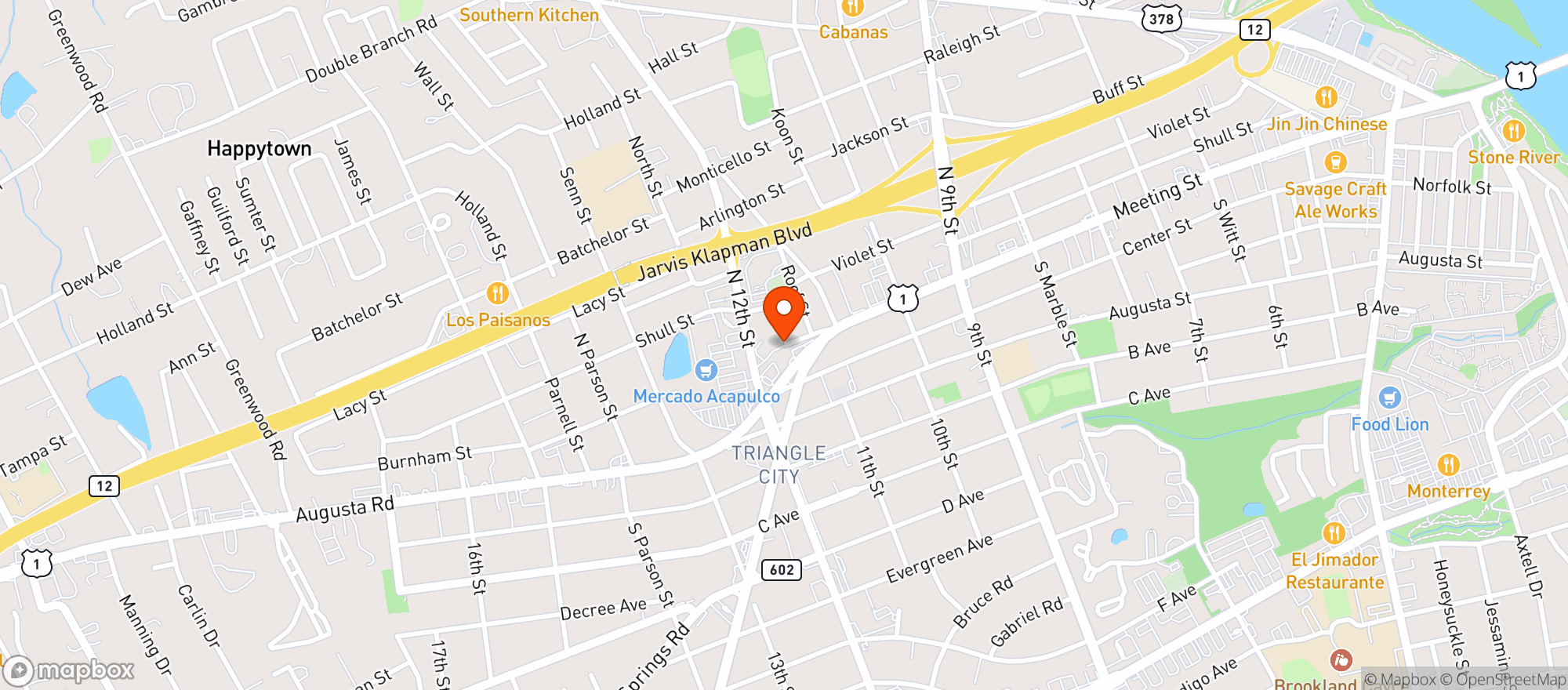 Map showing J & F Beer Store