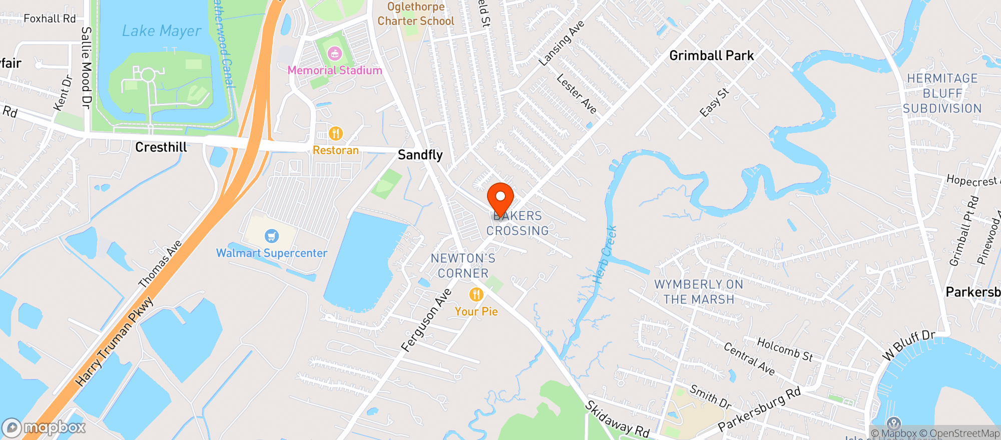 Map showing Norwood Tavern