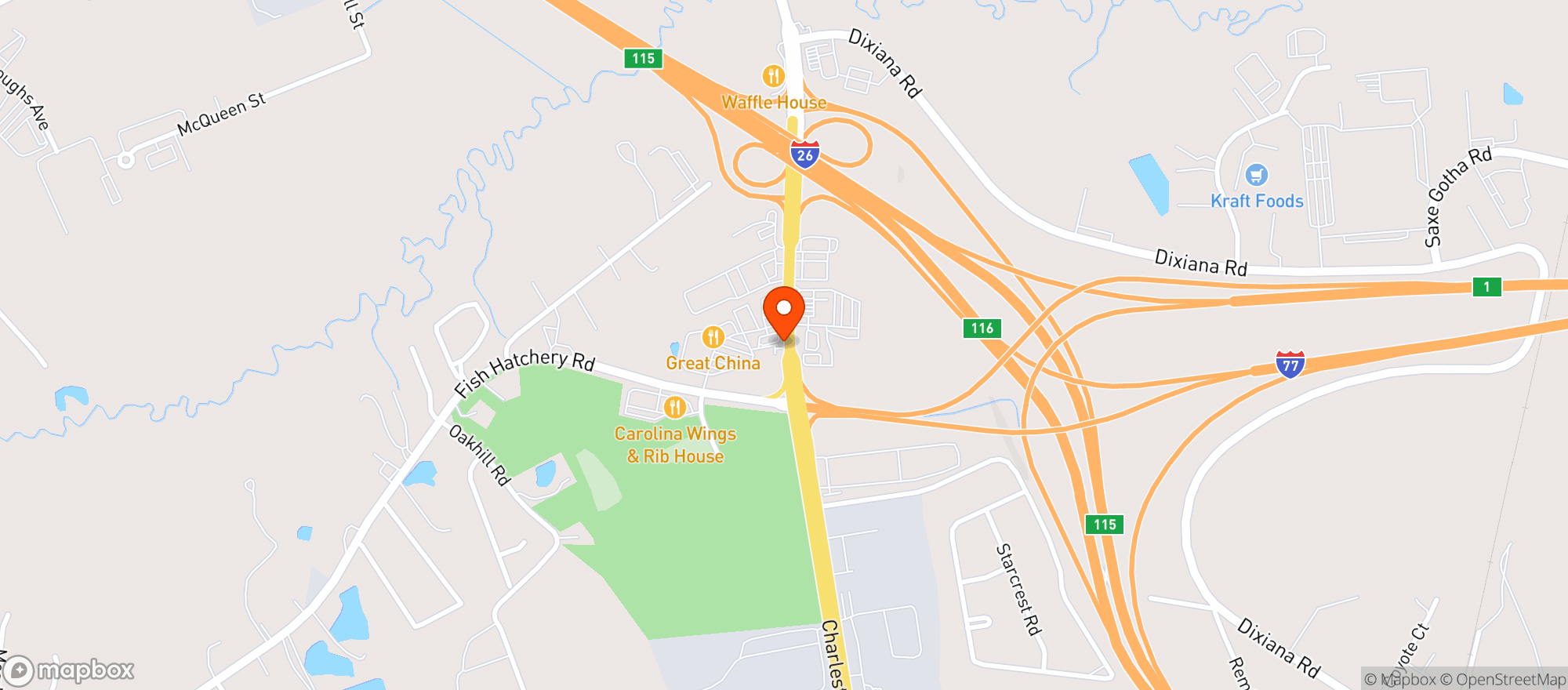 Map showing Luckys Sports Shack