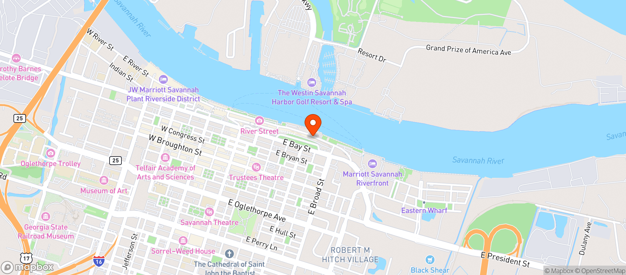 Map showing River Street Cigars (sav)