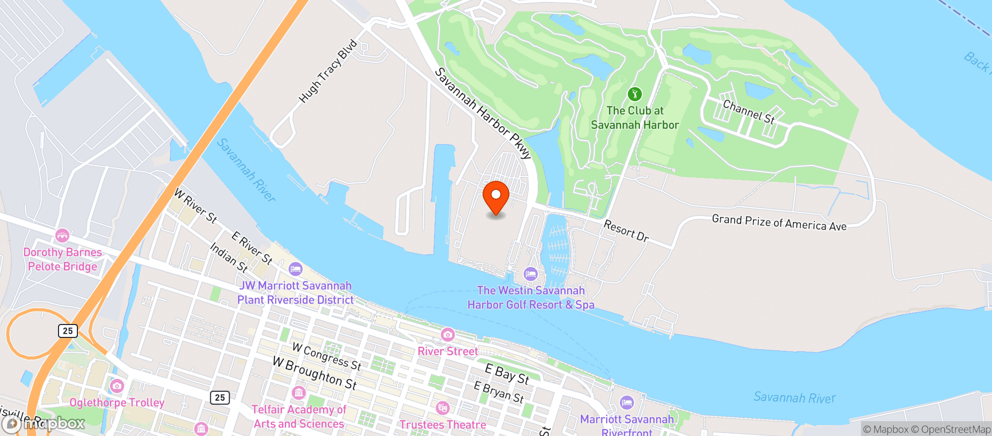 Map showing Savannah Convention Center