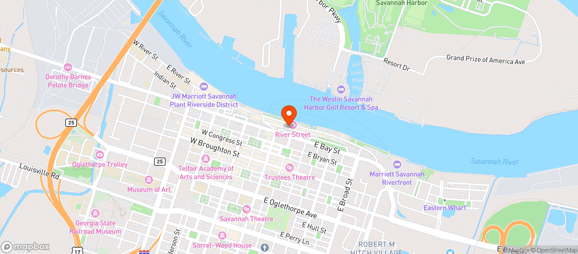 Map showing River Street Inn