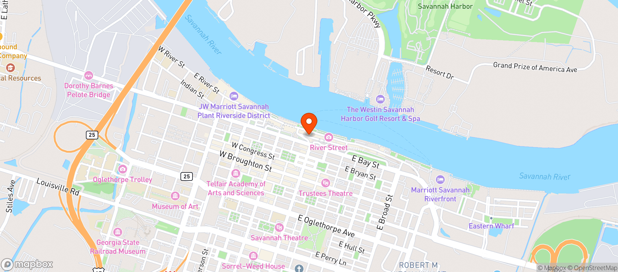 Map showing Vics River Grill