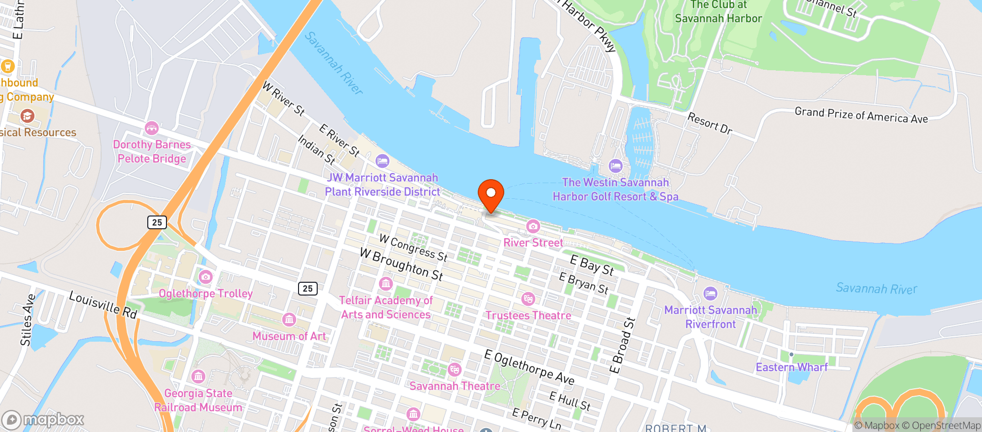 Map showing Savannah River Queen (sav)