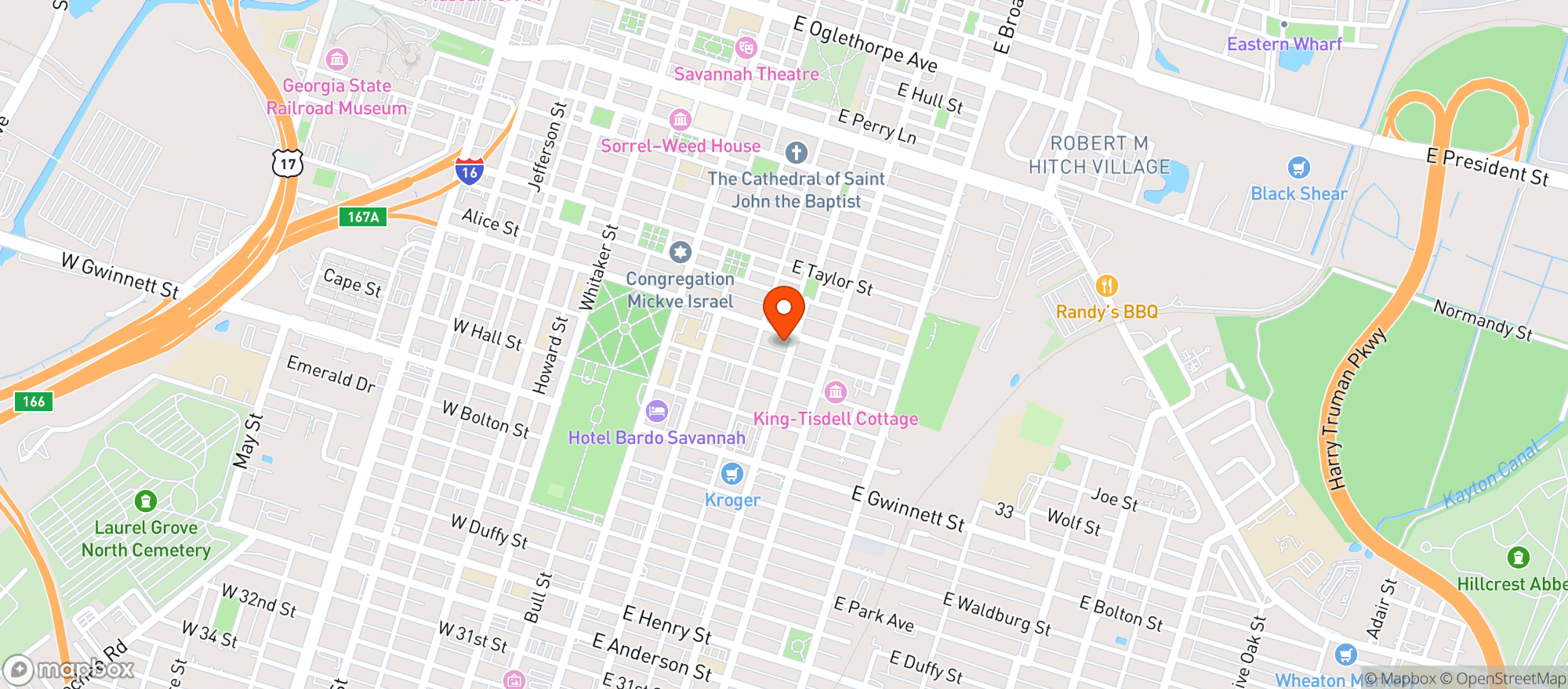 Map showing Johnnie Ganem Package Shop