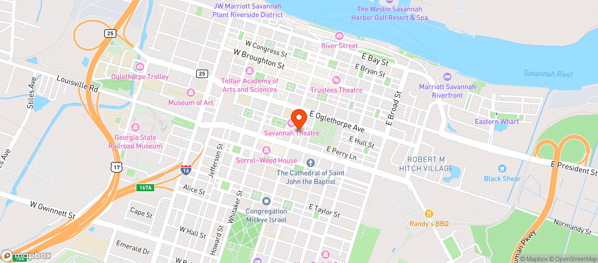Map showing Perry Lane Hotel #206
