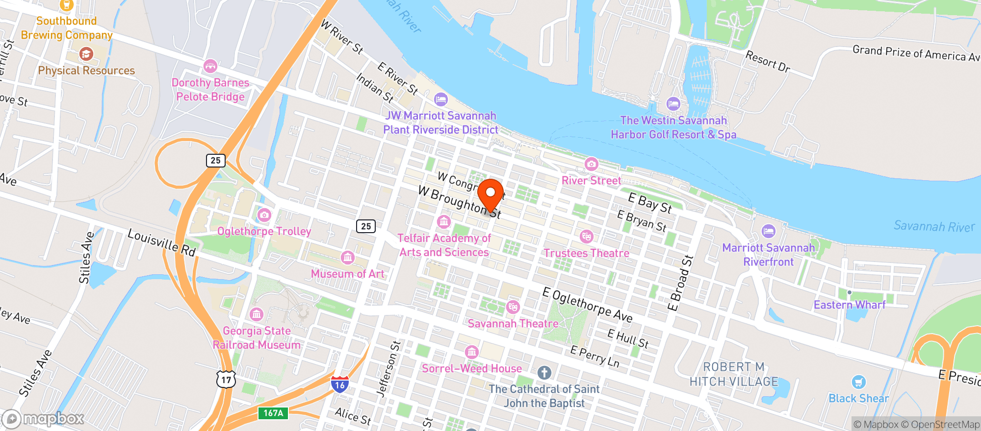 Map showing Savannah Smoke Shop