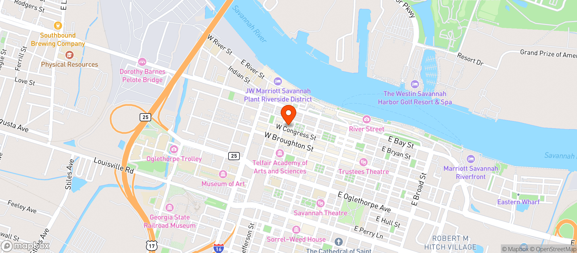 Map showing Old Town Trolley Tours