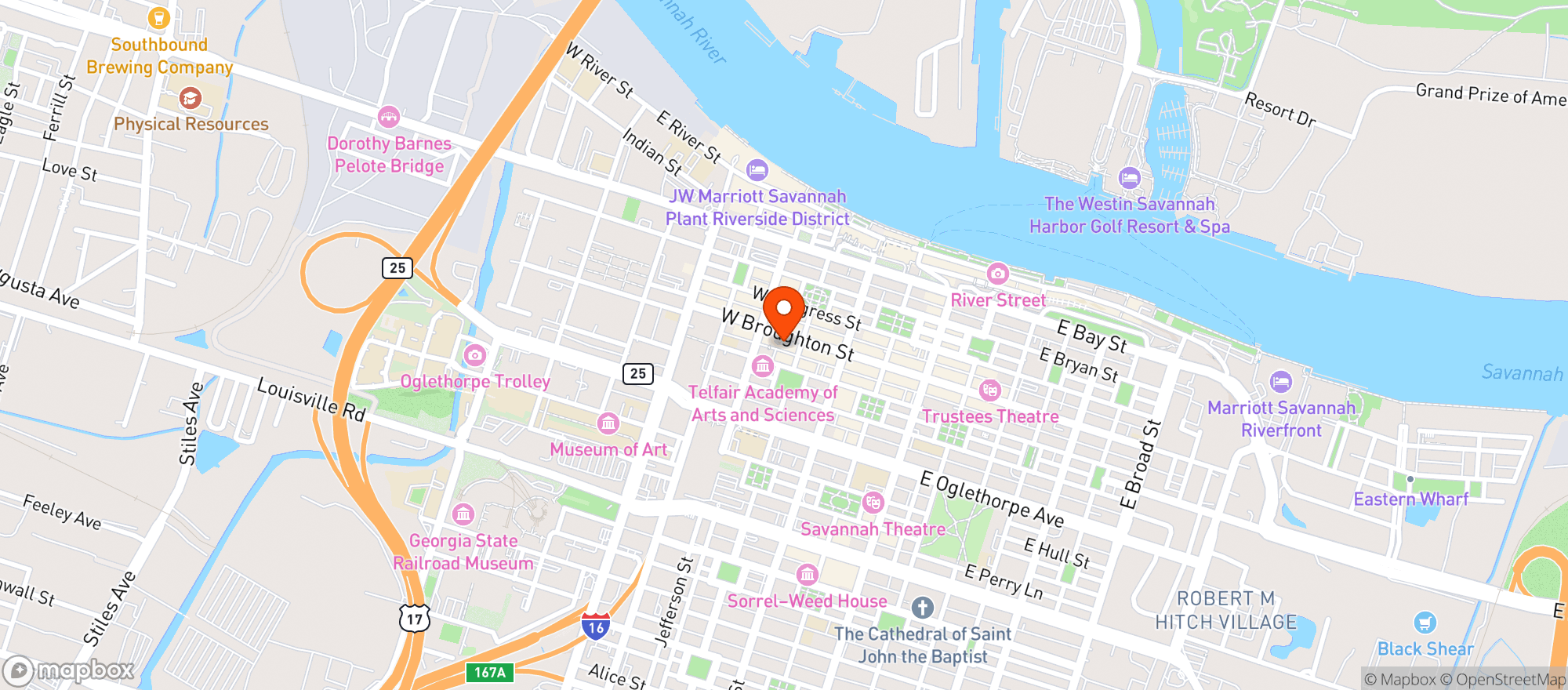Map showing Alleycat Lounge