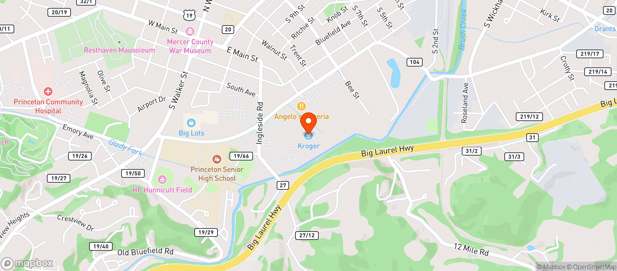 Map showing Kroger