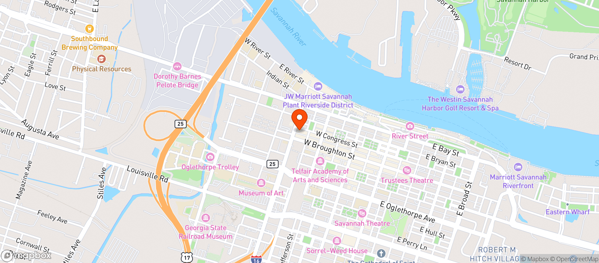 Map showing Congress Street Social Club