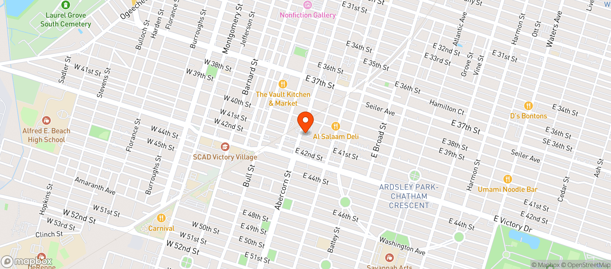 Map showing Moodright’s (21 & Up)