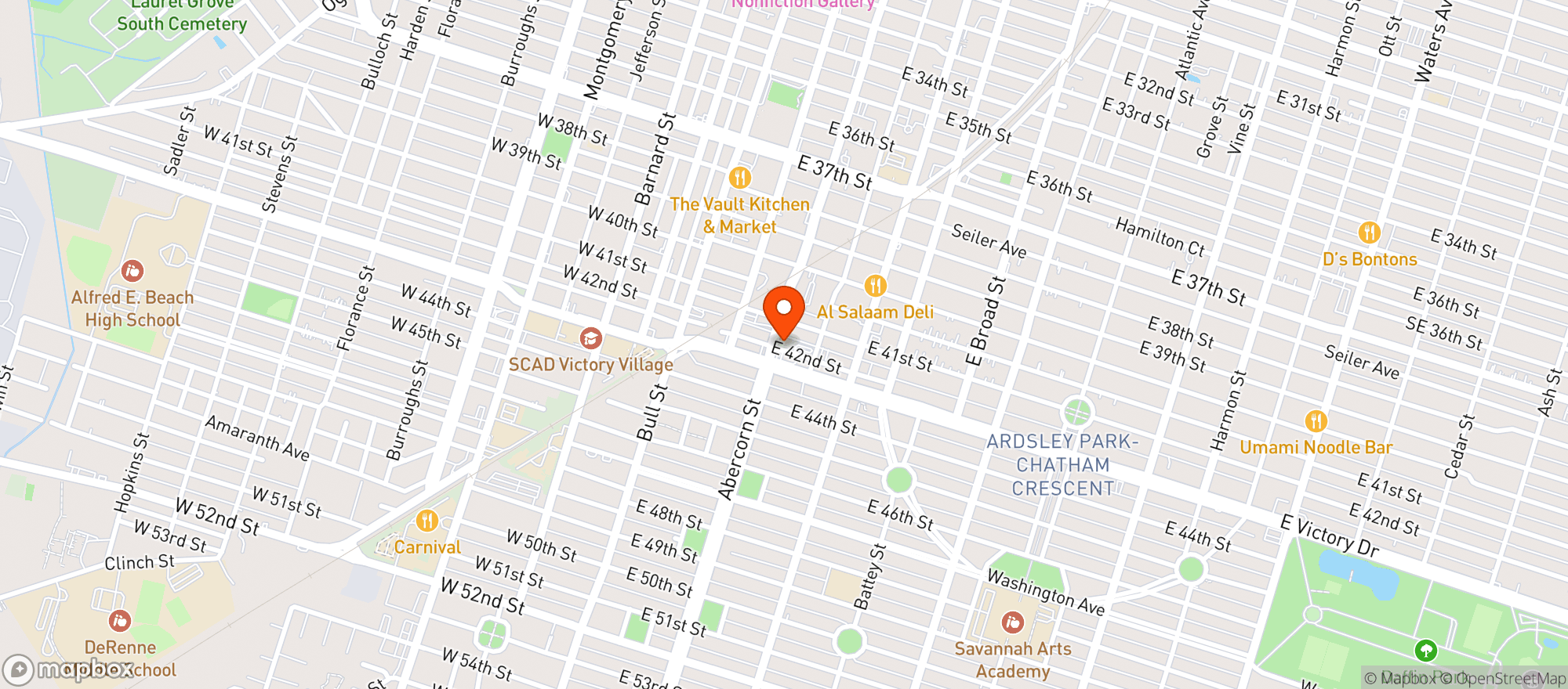 Map showing P & S Groceries Corp