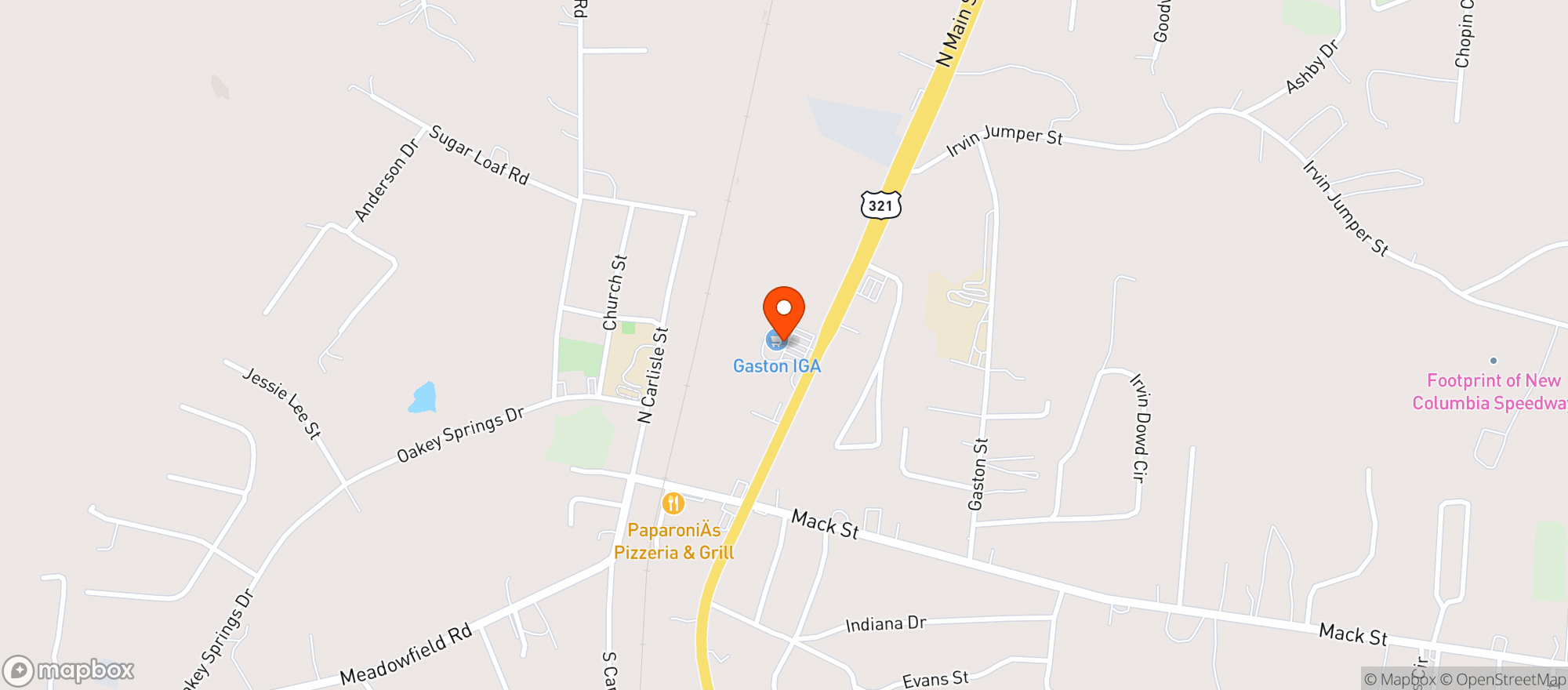 Map showing Iga Gaston Inc #634 (Cola)