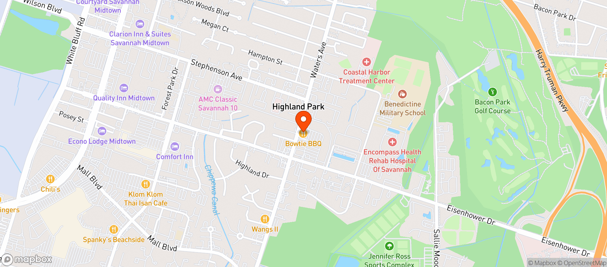 Map showing Bowtie Barbecue Co