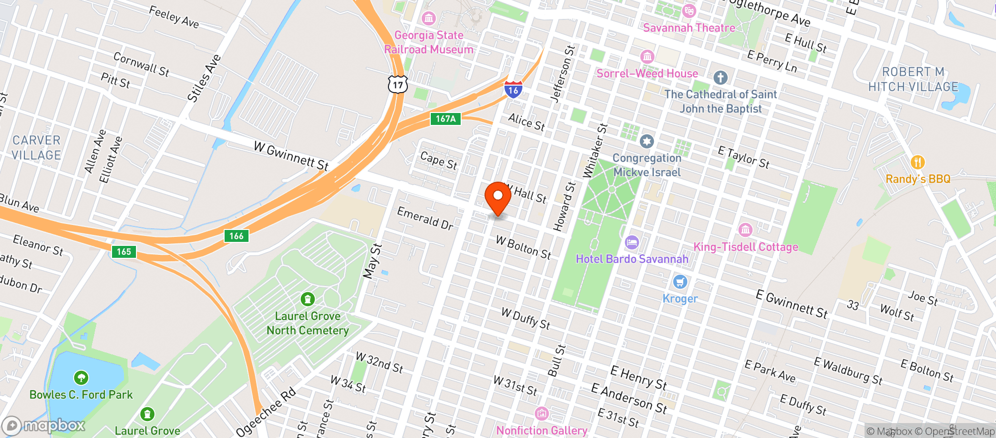Map showing Anvi Farms Dispensary (sav)