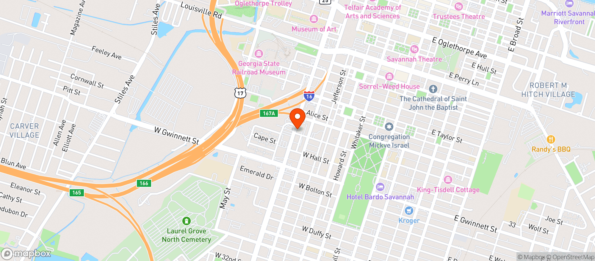 Map showing Hawthorne Mini Bar & Lounge