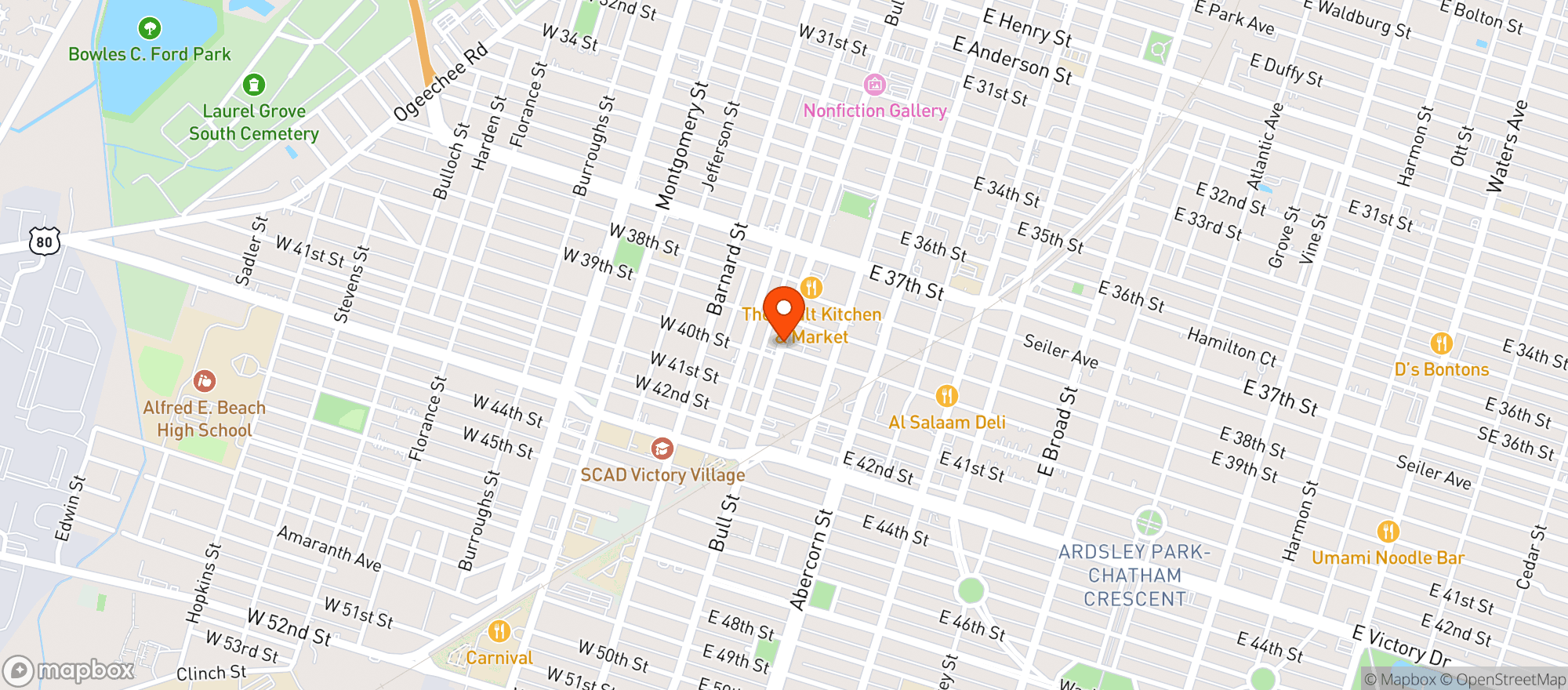 Map showing Cha Del Package Shop