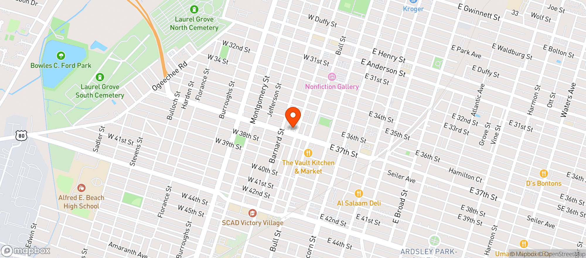 Map showing Whittaker Market (sav)