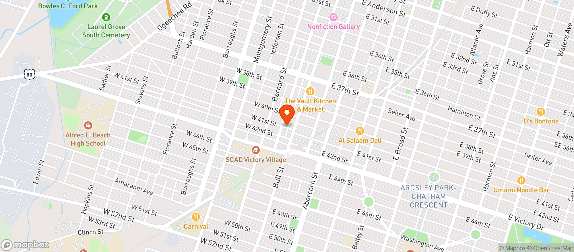 Map showing Two Tides Brewing Co.