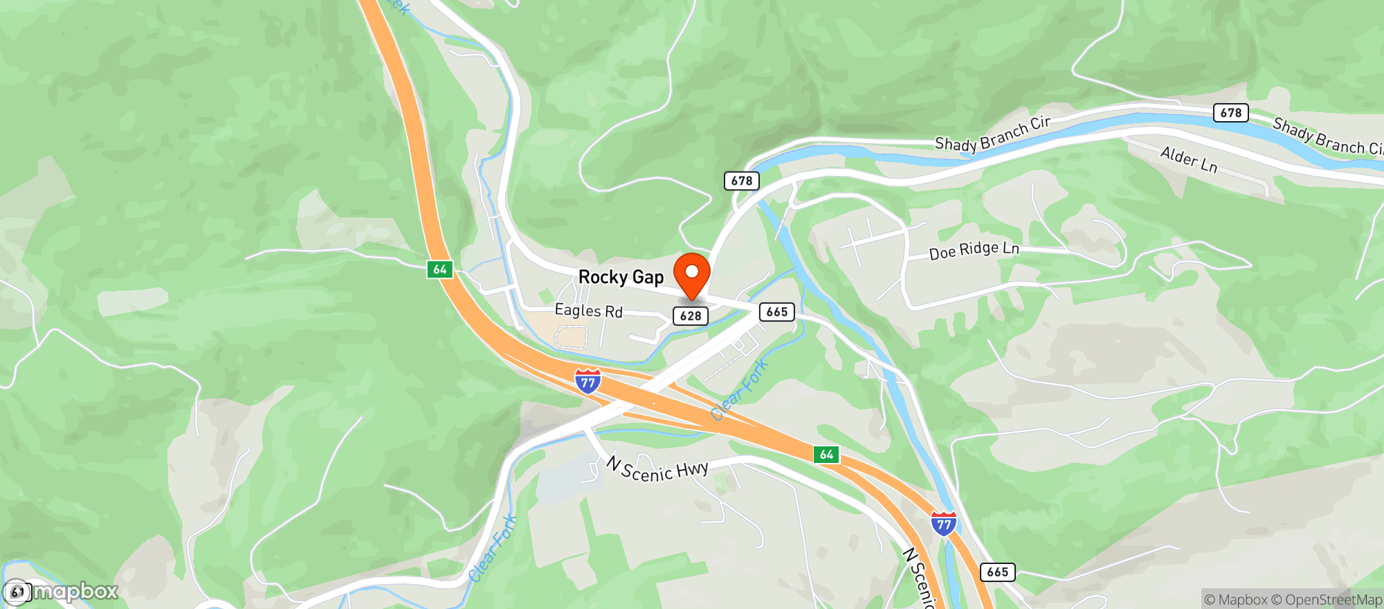 Map showing Rocky Gap Grill