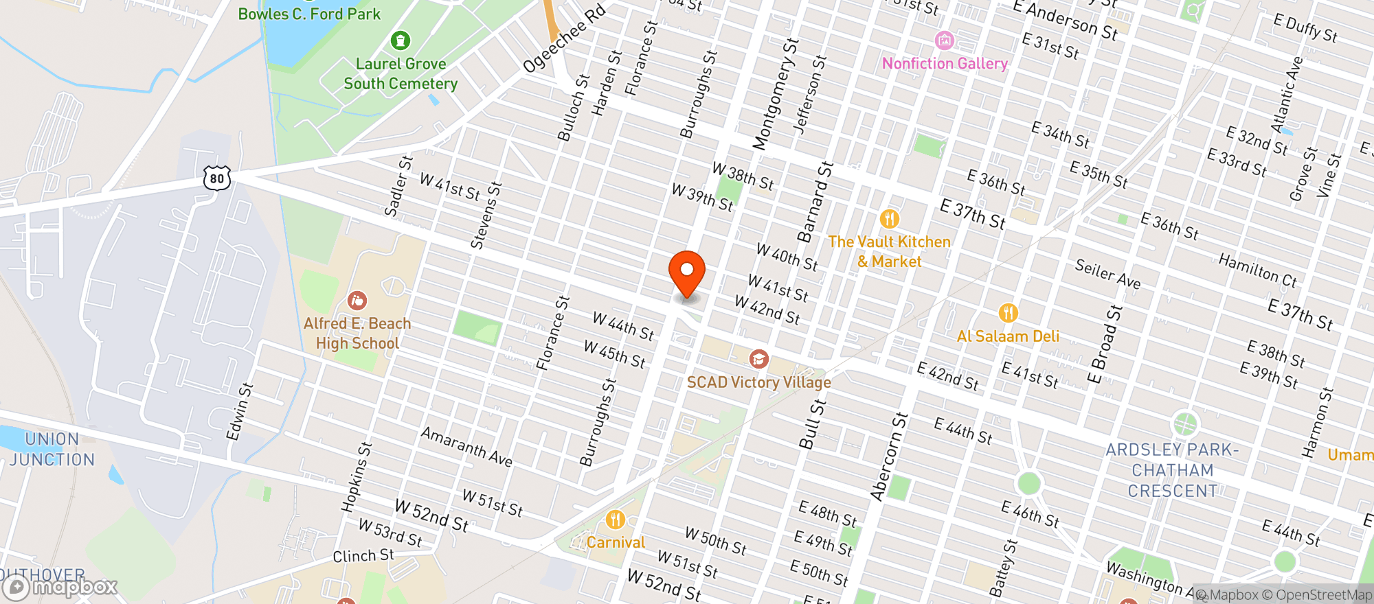 Map showing Your Space Collective 