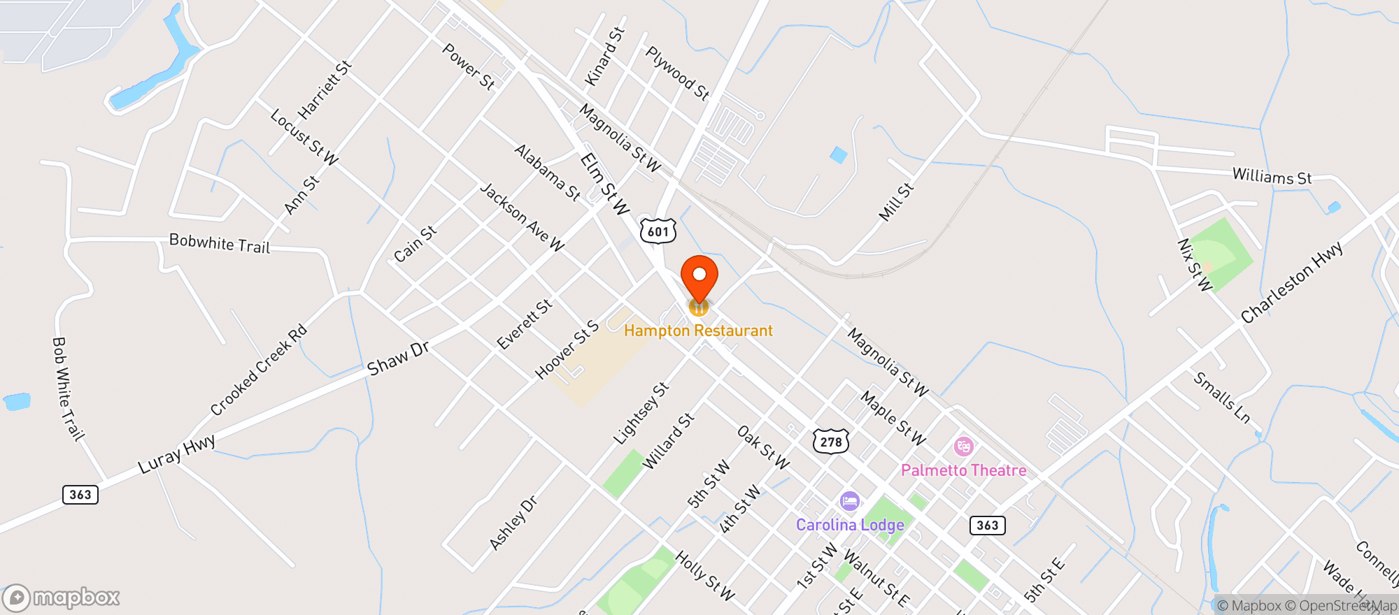 Map showing Hurricanes Sports Cafe (Chs)