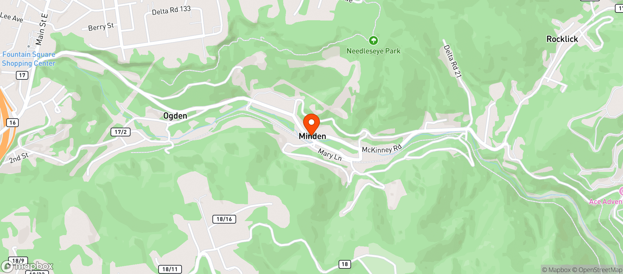 Map showing ACE Adventure Center
