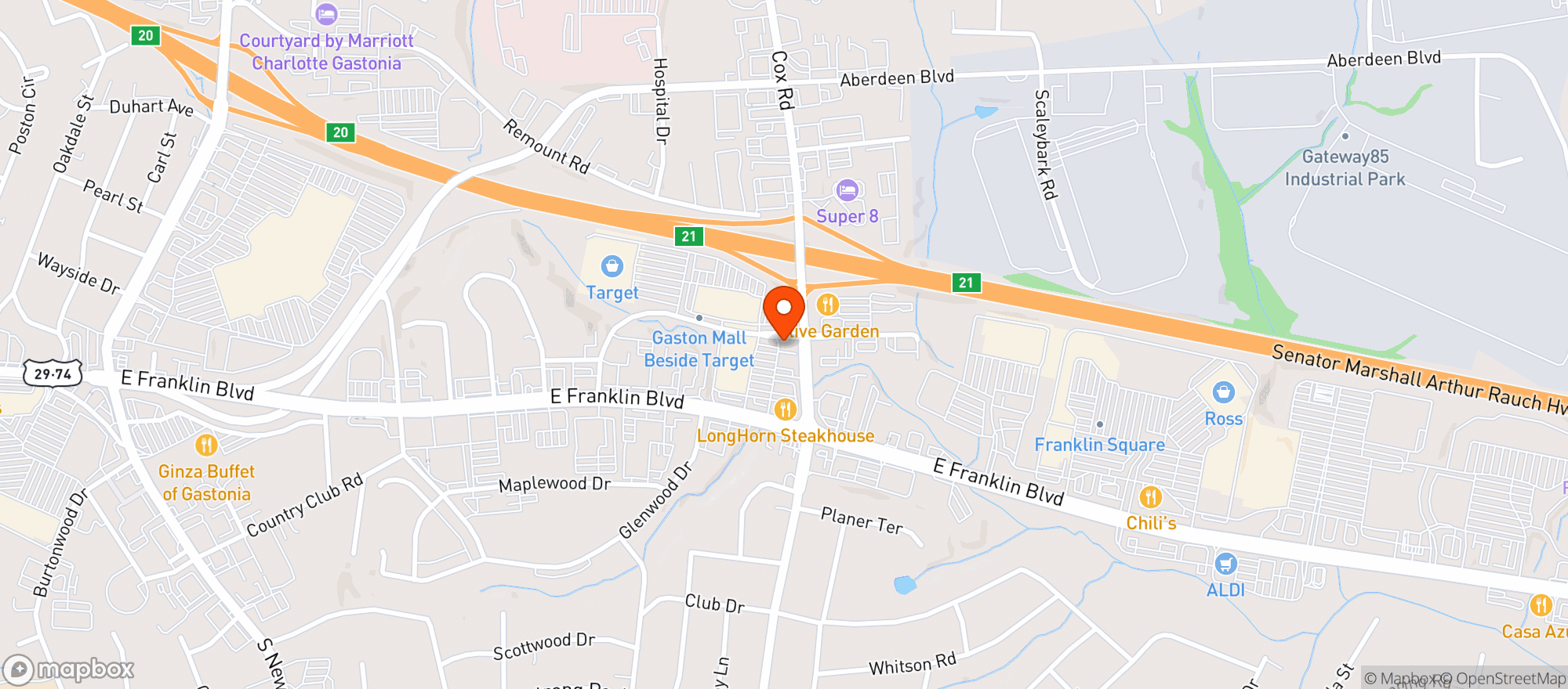 Map showing Vitamin Shoppe - Gastonia