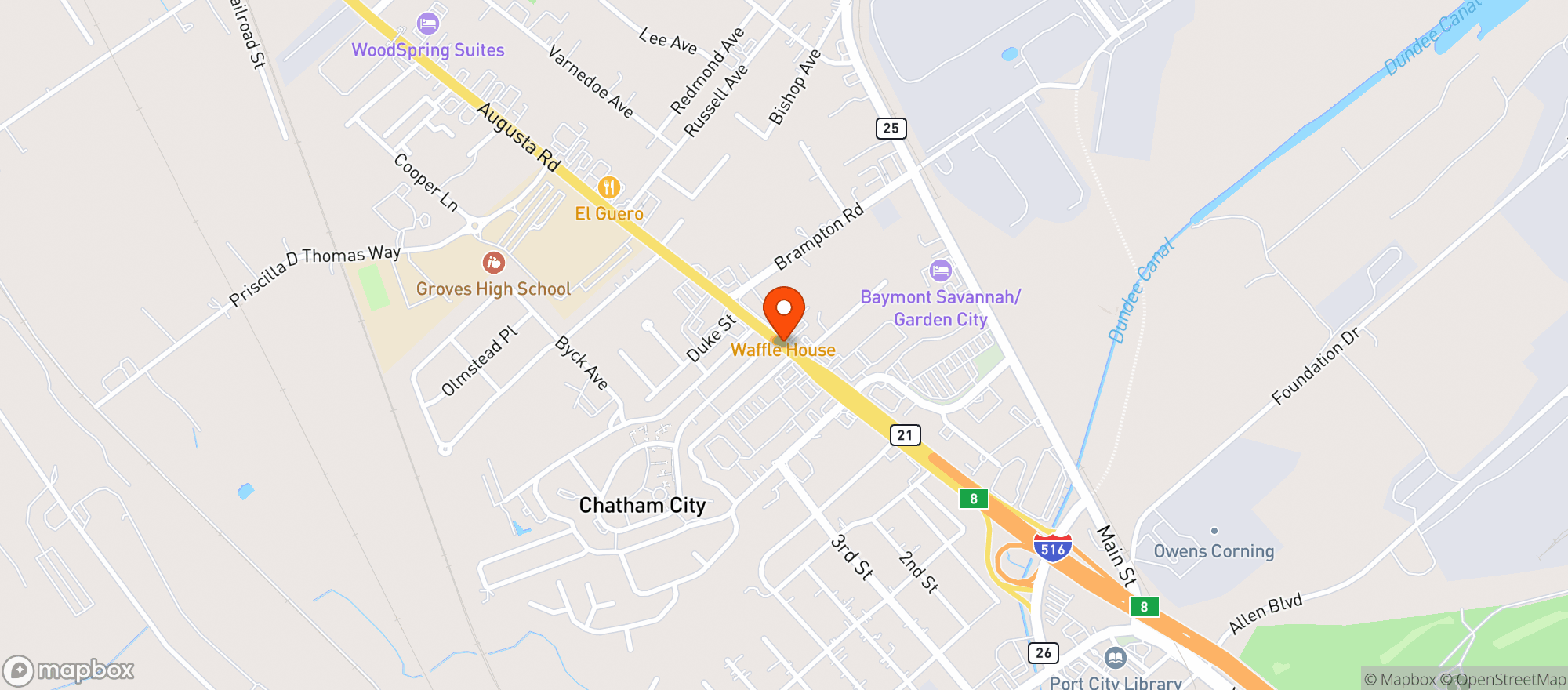 Map showing Garden City Package Shop