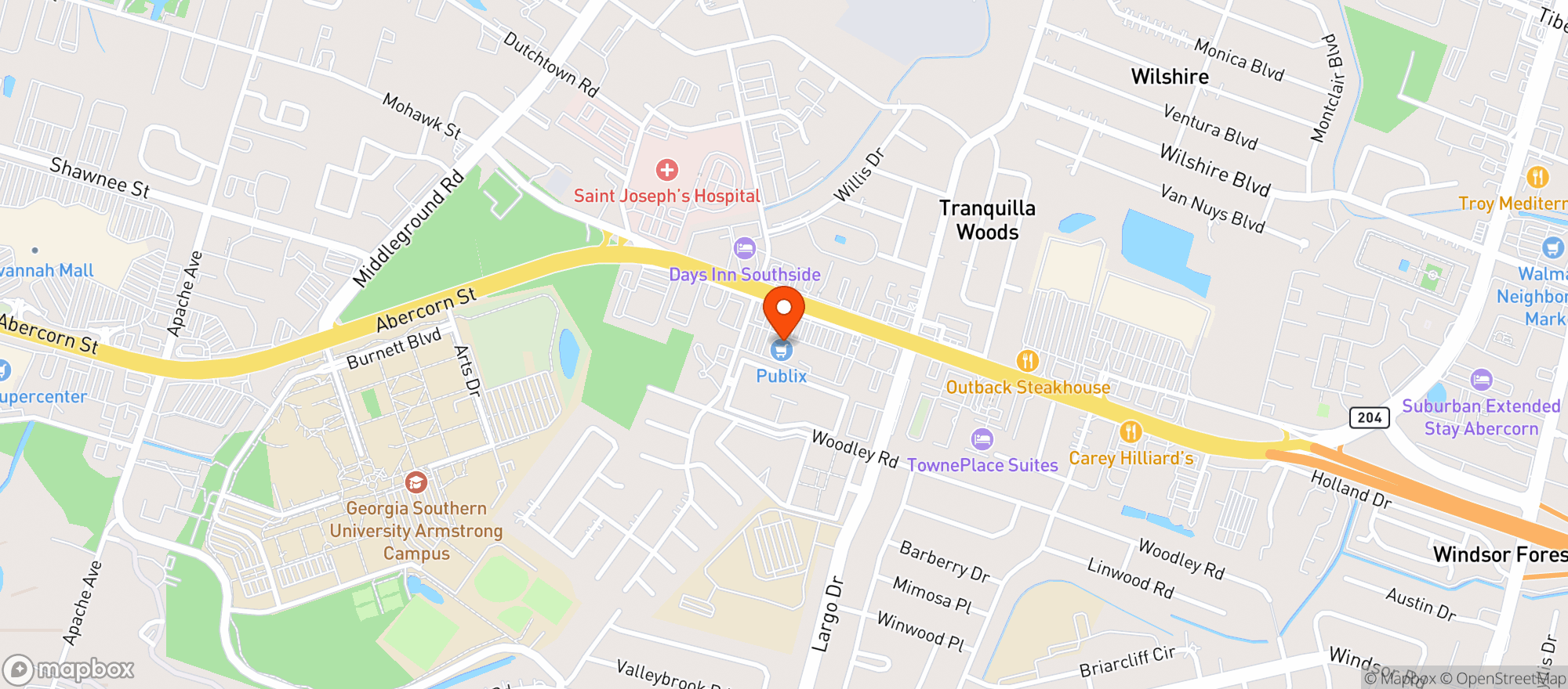Map showing Publix
