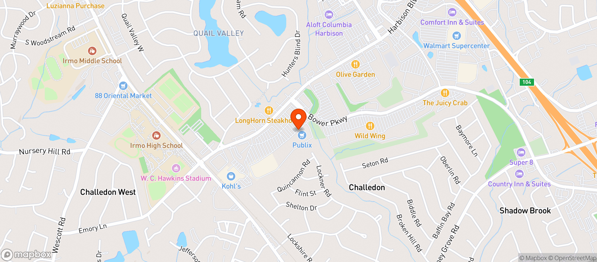 Map showing Publix Super Market