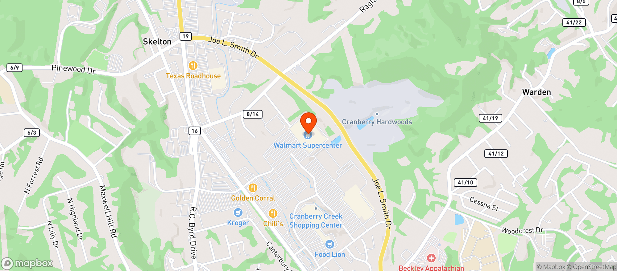 Map showing Walmart Supercenter
