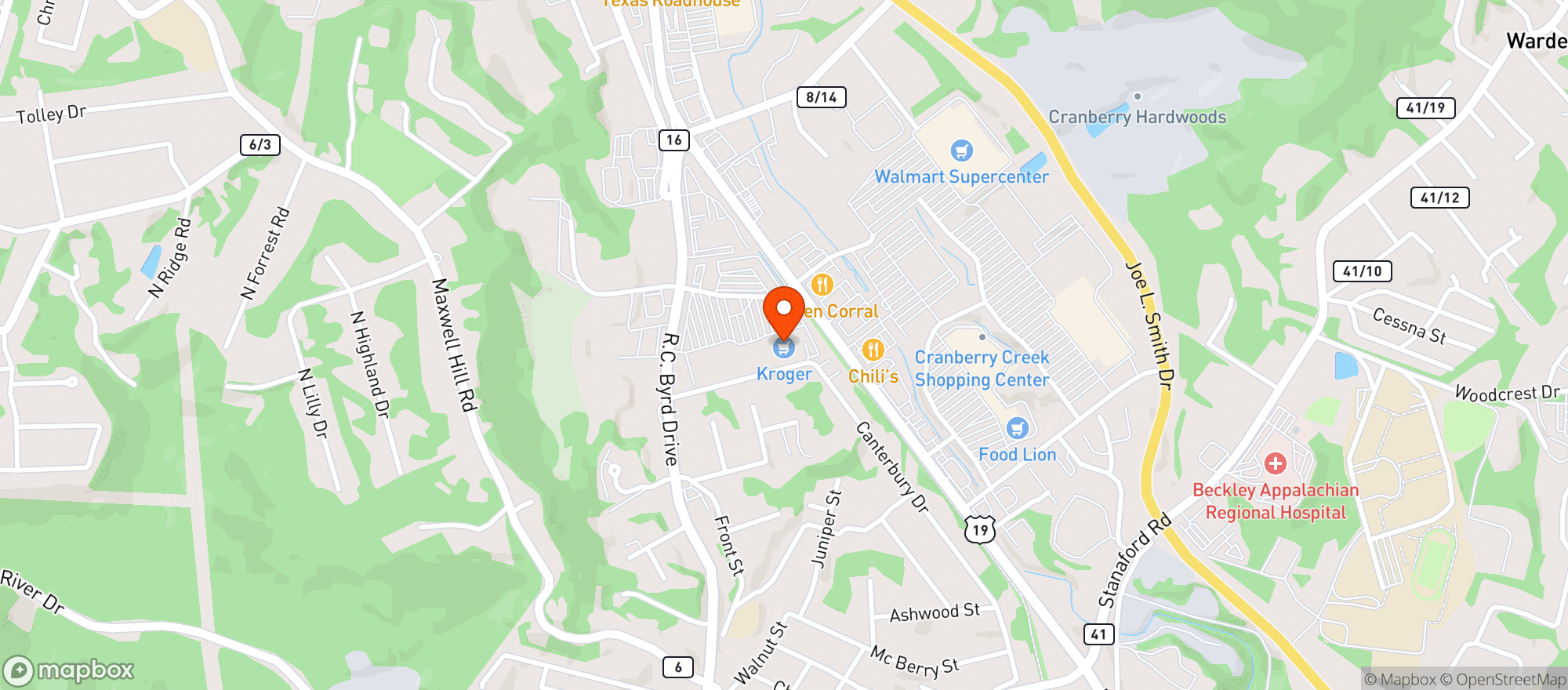 Map showing Kroger